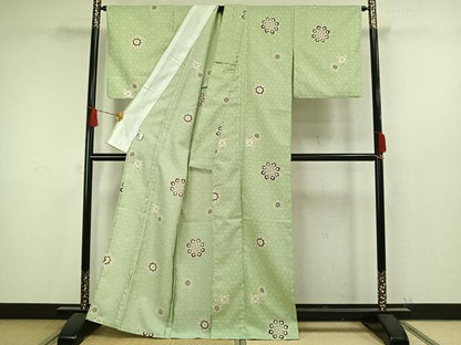 平和屋着物▽小紋 単衣 吉祥花文 洗える着物 AAAW7664fy