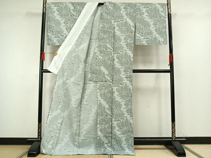 平和屋着物▽小紋 単衣 風景樹林文 ロング丈 洗える着物 未使用 AAAW7667fy
