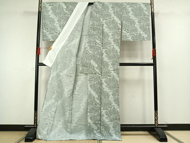 平和屋着物▽小紋 単衣 風景樹林文 ロング丈 洗える着物 未使用 AAAW7667fy