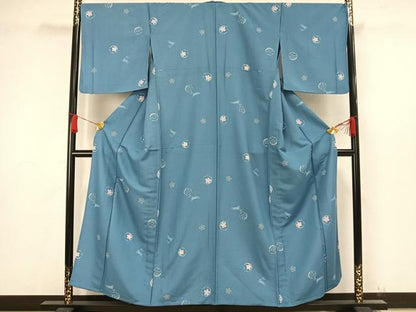 平和屋着物▽小紋 単衣 花丸文 兎 洗える着物 AAAW7668fy