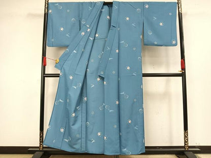 平和屋着物▽小紋 単衣 花丸文 兎 洗える着物 AAAW7668fy