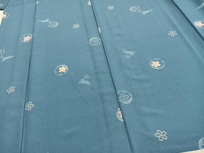 平和屋着物▽小紋 単衣 花丸文 兎 洗える着物 AAAW7668fy