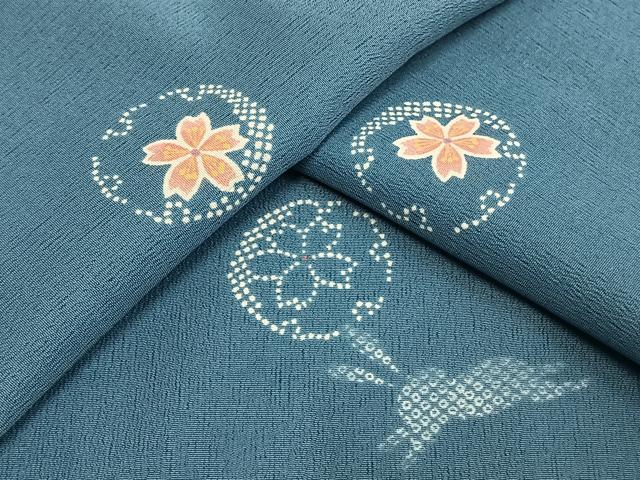 平和屋着物▽小紋 単衣 花丸文 兎 洗える着物 AAAW7668fy