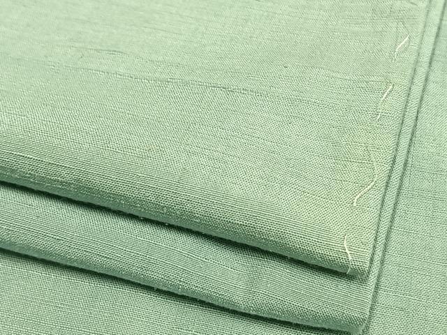平和屋着物▽結城紬 単衣 色無地 白群色 正絹 逸品 未使用 AAAW7670fy
