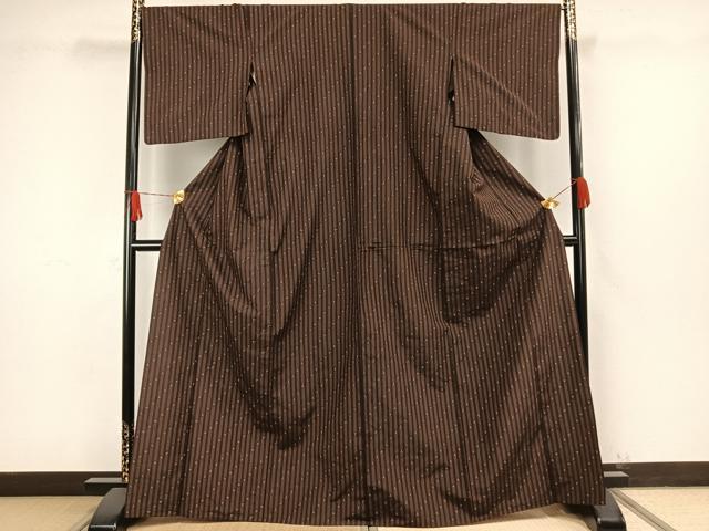 平和屋着物▽上質な紬 単衣 十字絣 正絹 逸品 AAAW7672fy