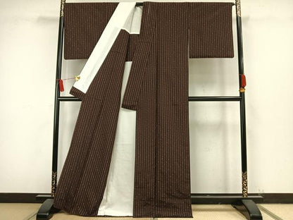 平和屋着物▽上質な紬 単衣 十字絣 正絹 逸品 AAAW7672fy