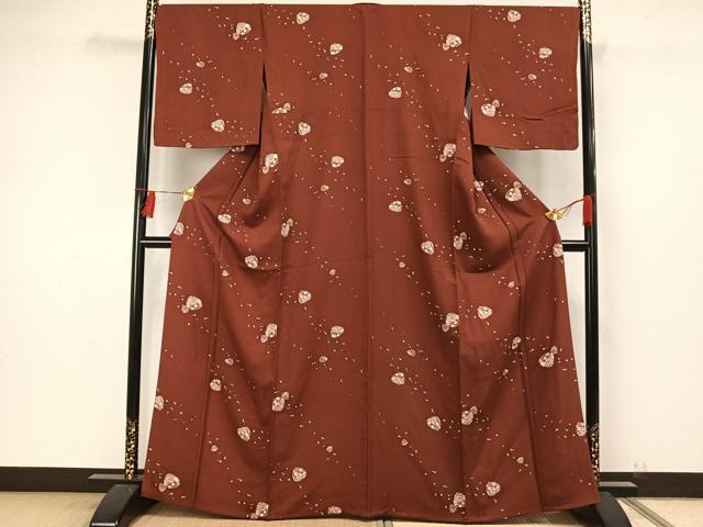 平和屋着物▽上質な小紋 単衣 花丸文 正絹 逸品 AAAW7675fy