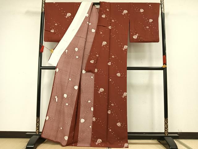 平和屋着物▽上質な小紋 単衣 花丸文 正絹 逸品 AAAW7675fy