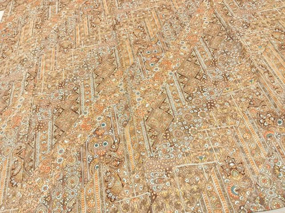 平和屋着物▽上質な小紋 単衣 更紗花文 正絹 逸品 AAAW7676fy
