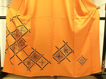 平和屋着物▽訪問着 単衣 駒刺繍 吉祥花文 金彩 正絹 逸品 AAAW7680fy