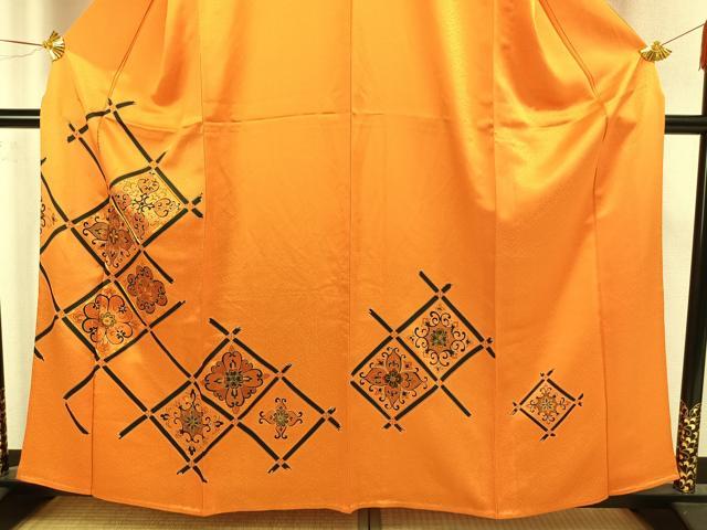 平和屋着物▽訪問着 単衣 駒刺繍 吉祥花文 金彩 正絹 逸品 AAAW7680fy