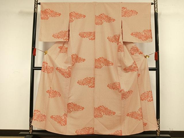 平和屋着物▽上質な小紋 単衣 雲取り風景花文 正絹 逸品 未使用 AAAW7683fy
