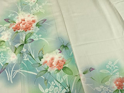 平和屋着物▽訪問着 単衣 草花文 暈し染め 正絹 逸品 AAAW7685fy