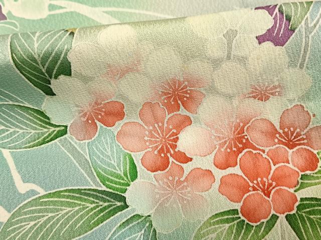 平和屋着物▽訪問着 単衣 草花文 暈し染め 正絹 逸品 AAAW7685fy