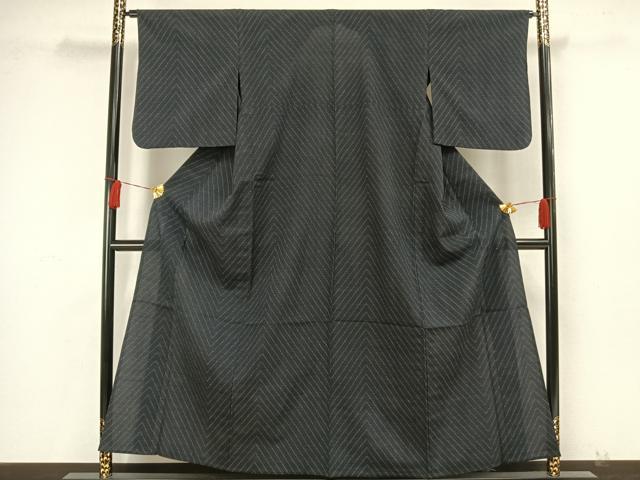 平和屋着物▽本塩沢　単衣　幾何学文様　正絹　逸品　AAAW7686fy