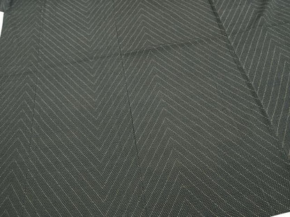 平和屋着物▽本塩沢　単衣　幾何学文様　正絹　逸品　AAAW7686fy
