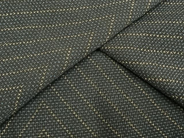 平和屋着物▽本塩沢　単衣　幾何学文様　正絹　逸品　AAAW7686fy