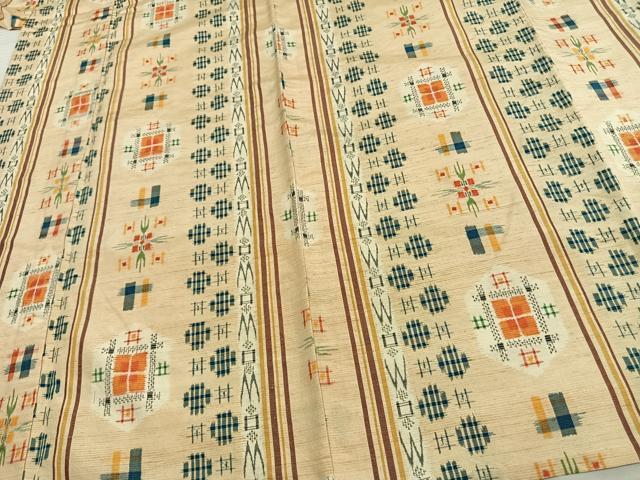 平和屋着物▽上質な紬 単衣 亀甲文様 正絹 逸品 AAAW7690fy