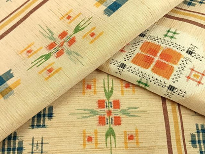 平和屋着物▽上質な紬 単衣 亀甲文様 正絹 逸品 AAAW7690fy