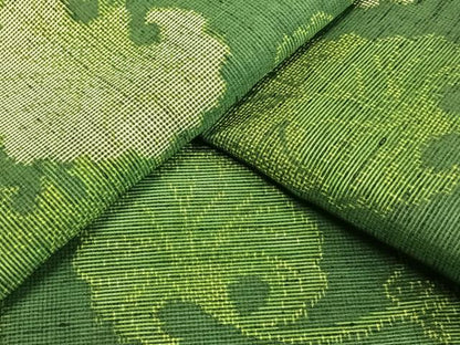 平和屋着物▽上質な紬 単衣 蔦の葉文 正絹 逸品 AAAW7693fy
