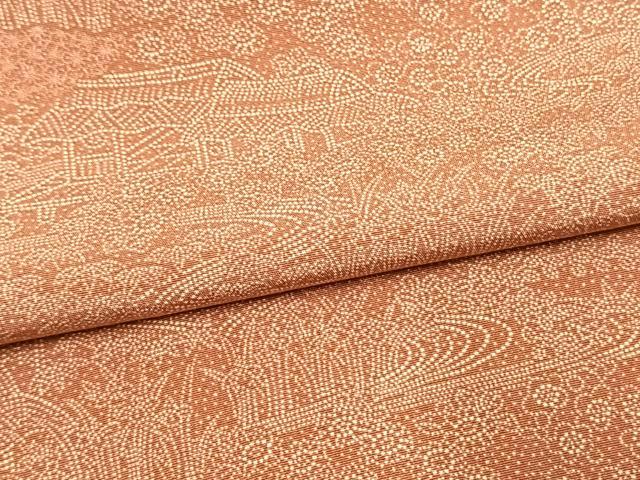 平和屋着物▽江戸小紋 単衣 風景花文 正絹 逸品 AAAW7694fy