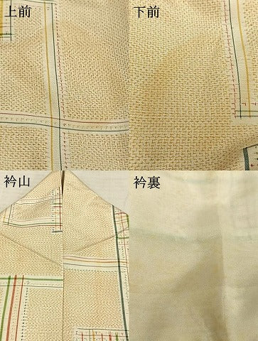 平和屋着物▽上質な紬 単衣 幾何学文様 正絹 逸品 AAAW7696fy
