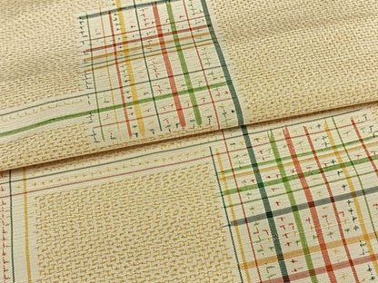 平和屋着物▽上質な紬 単衣 幾何学文様 正絹 逸品 AAAW7696fy