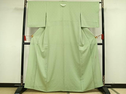 平和屋着物▽上質な色無地　単衣　作家物　草花地紋　夏虫色　正絹　逸品　未使用　AAAW7701fy