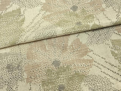 平和屋着物▽上質な紬 単衣 草花文 正絹 逸品 AAAW7702fy