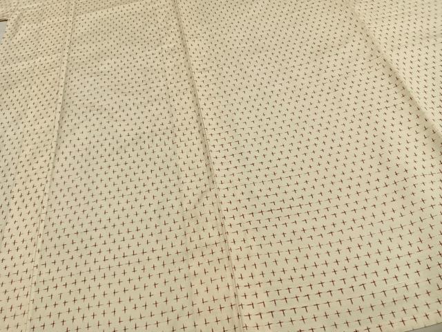 平和屋着物▽上質な紬 　単衣　十字絣 　正絹　逸品　未使用　AAAW7703fy