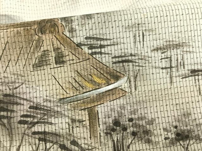 平和屋着物▽訪問着 本場染大島紬地 単衣 作家物 手描き 風景文 暈し染め 金彩 正絹 逸品 AAAW7704fy