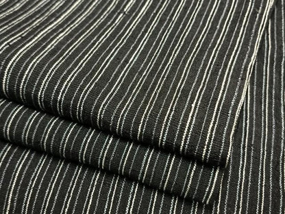 平和屋着物▽上質な紬 単衣 縞 黒地 正絹 逸品 AAAW7708fy