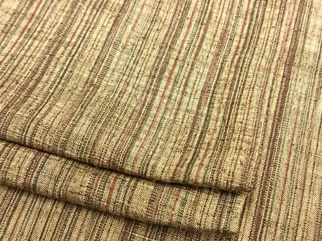 平和屋着物▽上質な紬 単衣 縞 正絹 逸品 AAAW7710fy