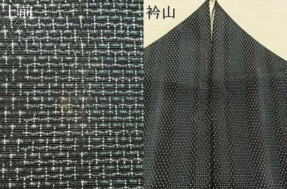 平和屋着物▽本塩沢 単衣 110亀甲 変わり縞 正絹 逸品 AAAW7712fy