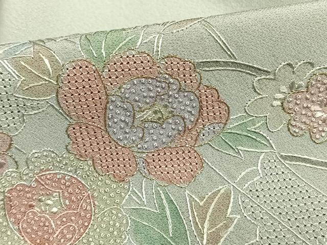 平和屋着物▽訪問着　単衣　中国三大刺繍　汕頭刺繍　スワトウ刺繍　相良刺繍　草花文　暈し染　金糸　さが美扱い　正絹　逸品　AAAW7715fy