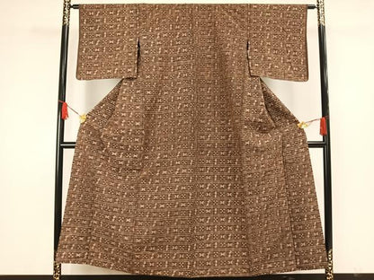 平和屋着物▽上質な紬 単衣 琉球絣文様 正絹 逸品 AAAW7716fy