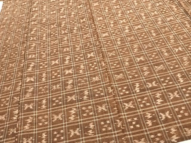 平和屋着物▽上質な紬 単衣 琉球絣文様 正絹 逸品 AAAW7716fy