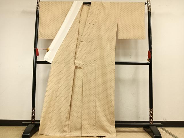 平和屋着物▽本塩沢 単衣 十字絣 正絹 逸品 AAAW7717fy