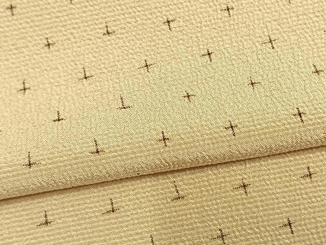 平和屋着物▽本塩沢 単衣 十字絣 正絹 逸品 AAAW7717fy