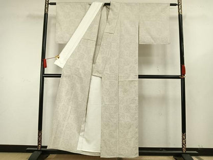 平和屋着物▽本塩沢 単衣 セラミック染 丸文 証紙付き 正絹 逸品 未使用 AAAW7718fy