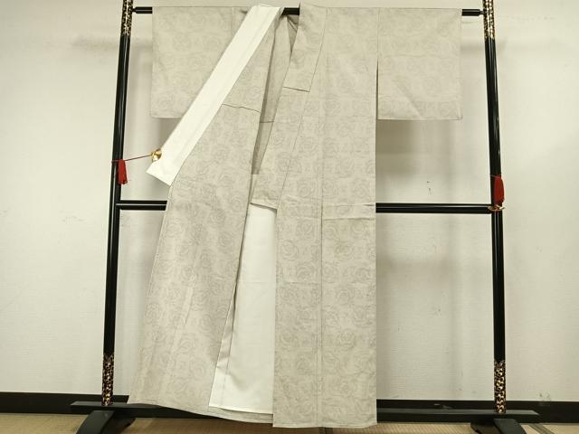 平和屋着物▽本塩沢 単衣 セラミック染 丸文 証紙付き 正絹 逸品 未使用 AAAW7718fy