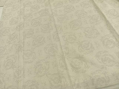 平和屋着物▽本塩沢 単衣 セラミック染 丸文 証紙付き 正絹 逸品 未使用 AAAW7718fy