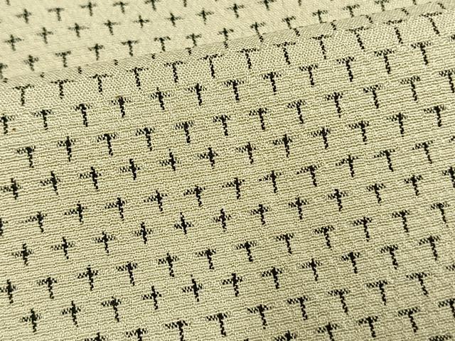 平和屋着物▽本塩沢 単衣 十字絣 正絹 逸品 AAAW7719fy