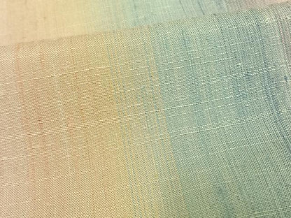 平和屋着物▽紅花紬　米沢　単衣　間道　正絹　逸品　AAAW7721fy