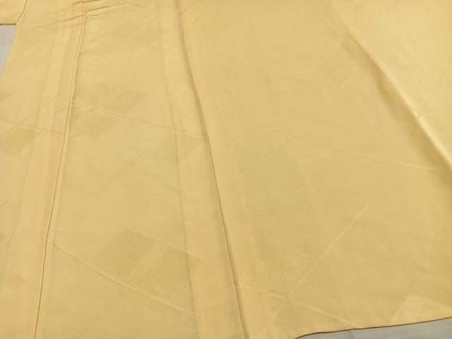 平和屋着物▽上質な色無地 単衣 菱地紋 卵色 正絹 逸品 AAAW7723fy