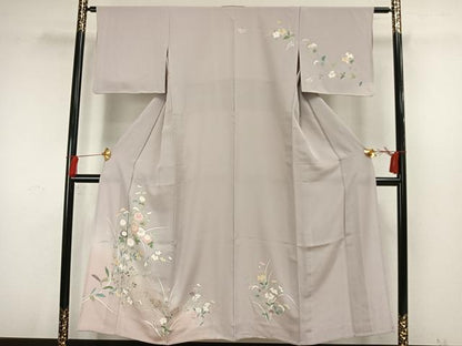 平和屋着物▽訪問着 単衣 友禅 草花文 暈し染め 正絹 逸品 AAAW7726fy