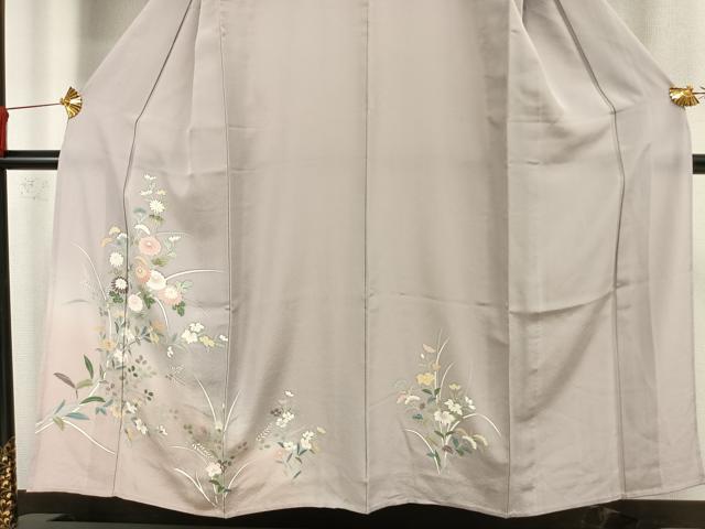 平和屋着物▽訪問着 単衣 友禅 草花文 暈し染め 正絹 逸品 AAAW7726fy