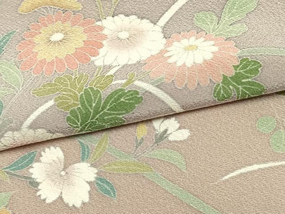 平和屋着物▽訪問着 単衣 友禅 草花文 暈し染め 正絹 逸品 AAAW7726fy