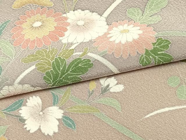平和屋着物▽訪問着 単衣 友禅 草花文 暈し染め 正絹 逸品 AAAW7726fy