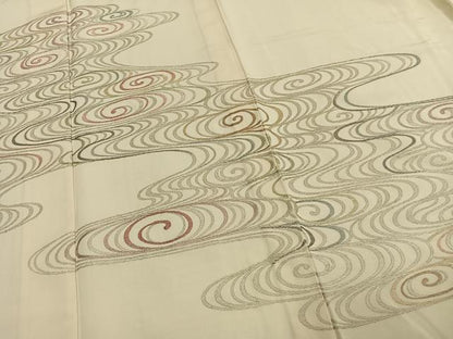 平和屋着物▽豪華色留袖 単衣 総刺繍 渦巻文 金銀糸 正絹 逸品 AAAW7727fy
